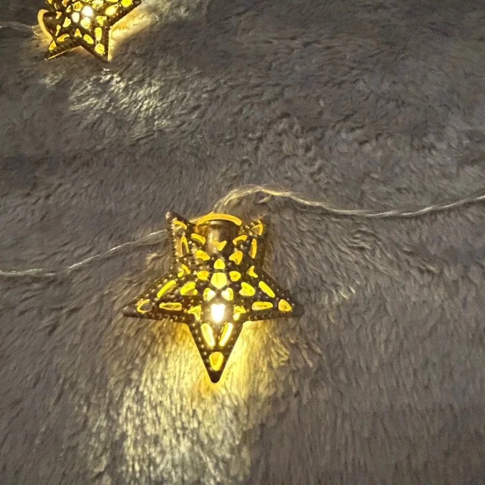 Gold Moon and Stars LED String Lights Battery Operated 6ft Celestial Decor
